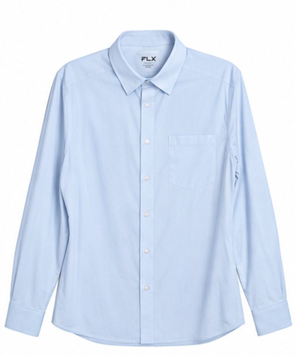 FLX Urban Commuter Mens L Slim Button Down Shirt Blue Stretch Performance